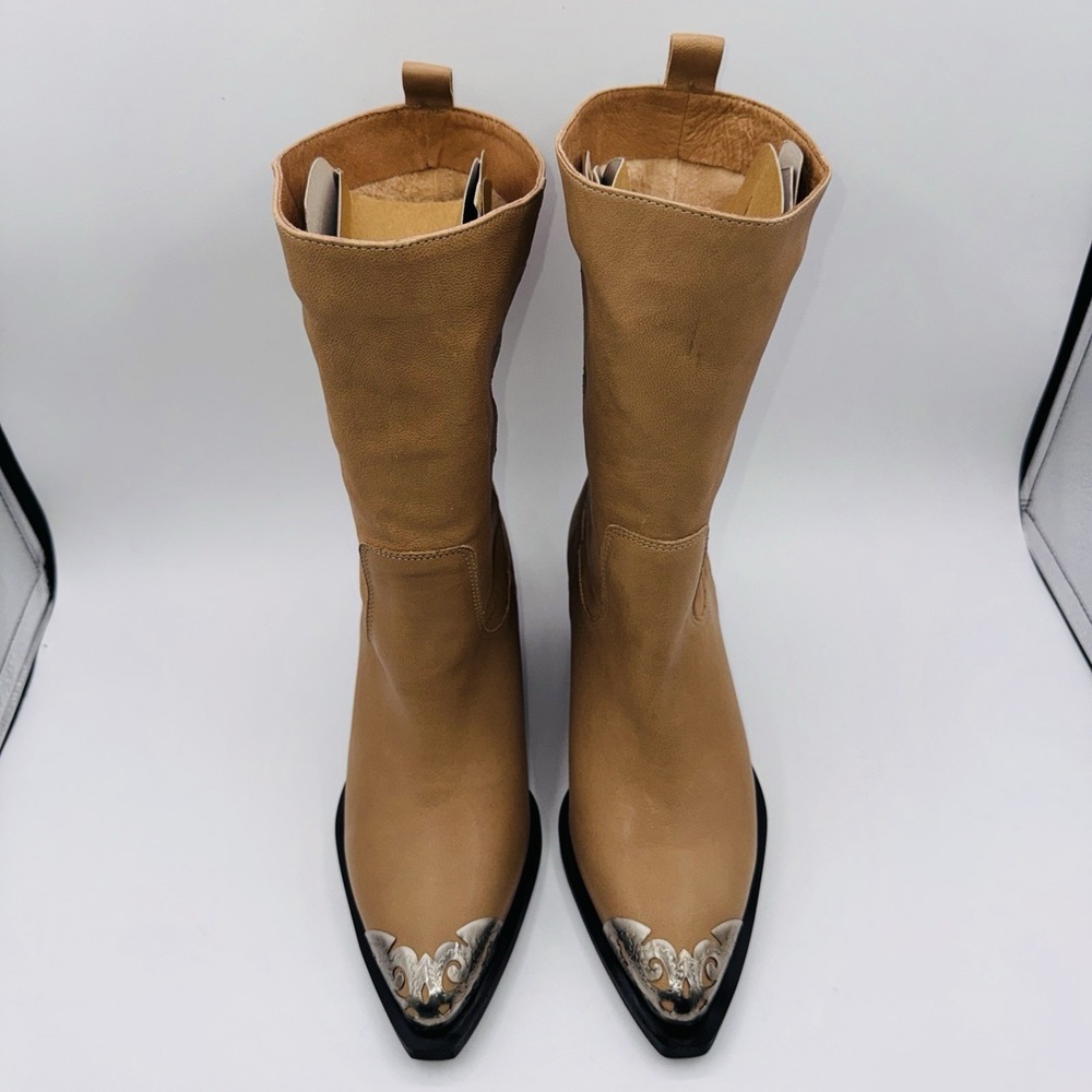 Free People Faster Horses Filigree Boot Women's Size 7.5 Camel Leather Cap Toe - Picture 11 of 16
